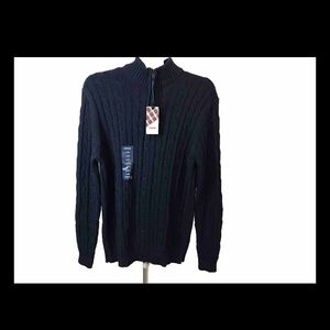 NWT Men's Izod Navy Half Zip Cable Knit Sweater
